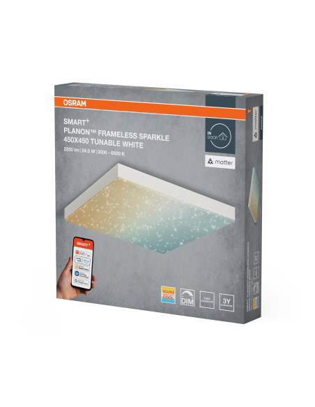 SMART MATTER PLANON FRAMELESS SPARKLE TW 450X450 24.5W 1300LM 3000...6500K PANEL 