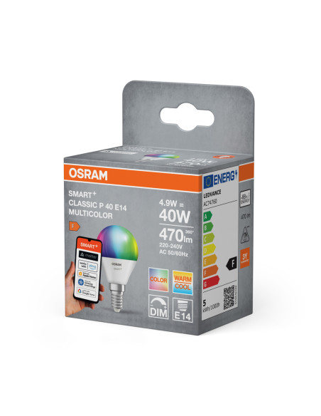 ŻARÓWKA LED SMART+ MATTER P40 RGBW 4.9W 470LM FR E14 