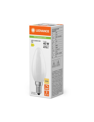 ŻARÓWKA LED P CLB40 DIM 3,4W 3000K ciepła biała E14 FIL FR 470LM 