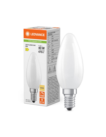 ŻARÓWKA LED P CLB40 DIM 3,4W 3000K ciepła biała E14 FIL FR 470LM 