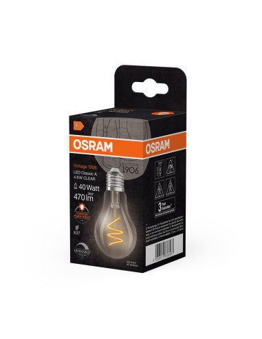 ŻARÓWKA LED 1906 VINTAGE LED CLA40 DIM 4,6W/922 CRI90 470LM SFIL CLEAR E27 