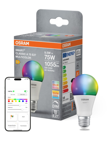 ŻARÓWKA LED SMART+ MATTER A75 RGBW 9.5W 1055LM FR E27 