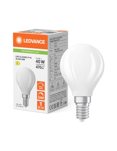 ŻARÓWKA LED P CLP40 GLOWDIM 3,4W CRI90 3000K...2200K ciepła biała  E14 FIL FR 470LM 