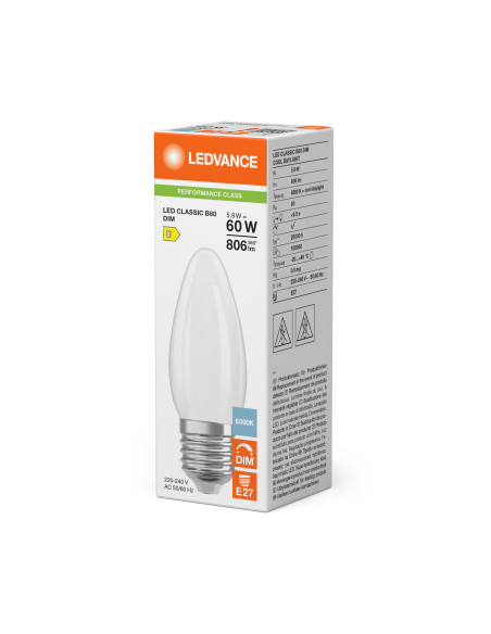 ŻARÓWKA LED P CLB60 DIM 5,9W 6500K zimna biała E27 FIL FR 806LM 