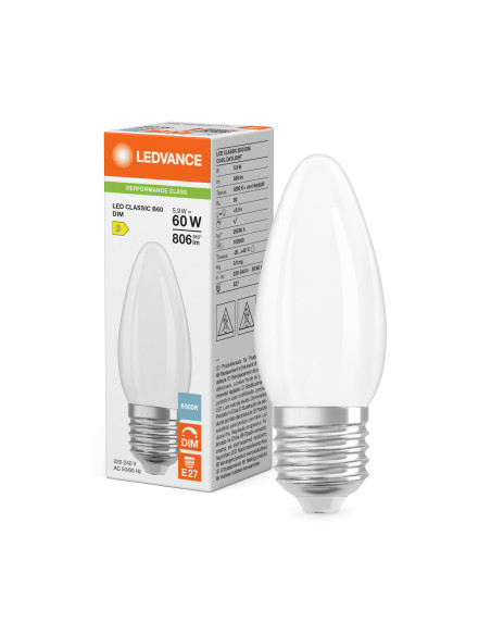 ŻARÓWKA LED P CLB60 DIM 5,9W 6500K zimna biała E27 FIL FR 806LM 
