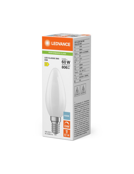 ŻARÓWKA LED P CLB60 DIM 5,9W 6500K zimna biała E14 FIL FR 806LM 