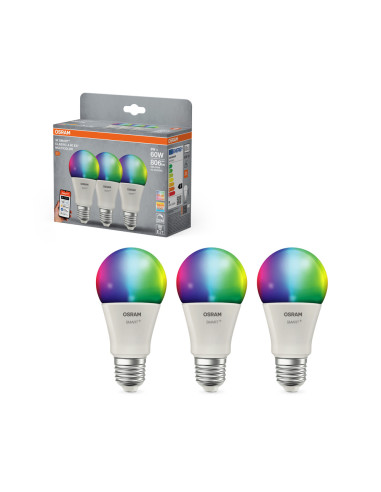 ŻARÓWKA LED 3-PAK SMART+ MATTER A60 RGB 9W 806LM FR E27 