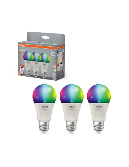 ŻARÓWKA LED 3-PAK SMART+ MATTER A60 RGB 9W 806LM FR E27 