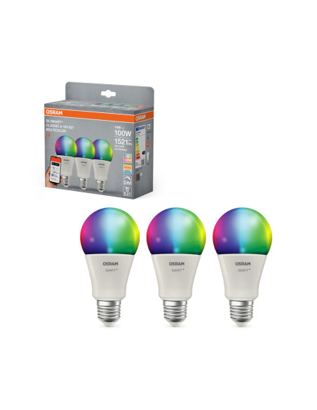 ŻARÓWKA LED 3-PAK SMART+ MATTER A100 RGBW 14W 1521LM FR E27 