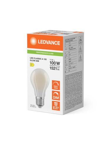 ŻARÓWKA LED P LED CLA100 GLOWDIM 11W 3000K...2200K ciepła biała CRI90  E27 FIL FR 1521LM  