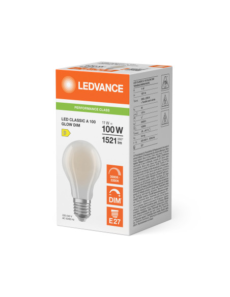 ŻARÓWKA LED P LED CLA100 GLOWDIM 11W 3000K...2200K ciepła biała CRI90  E27 FIL FR 1521LM  