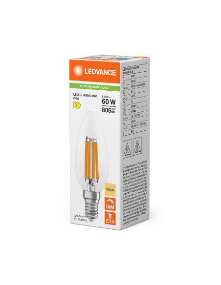 ŻARÓWKA LED P CLB60 DIM 5,9W 3000K ciepła biała E14 FIL CL 806LM 
