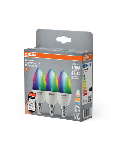 3-PAK ŻARÓWKA LED SMART+ MATTER B40 4.9W RGBW 470LM FR E14 FS3 