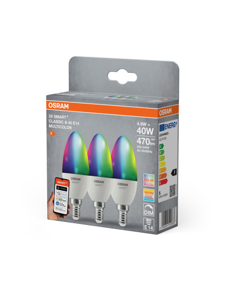 3-PAK ŻARÓWKA LED SMART+ MATTER B40 4.9W RGBW 470LM FR E14 FS3 
