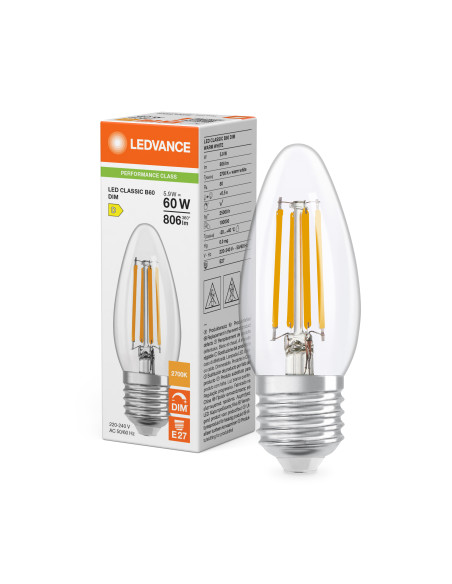 ŻARÓWKA LED P CLB60 DIM 5,9W 2700K ciepła biała E27 FIL CL 806LM 
