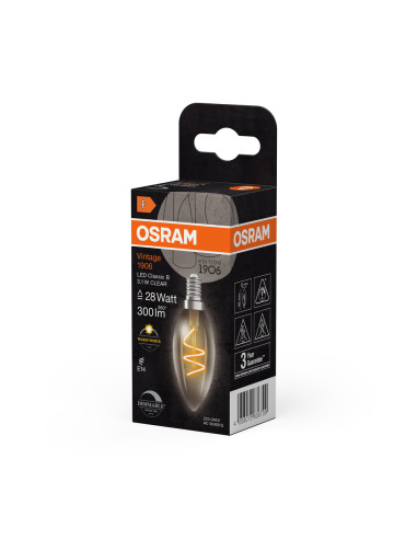ŻARÓWKA LED 1906 VINTAGE LED CLB25 DIM 3,1W/927 CRI90 230LM SFIL CLEAR E14 