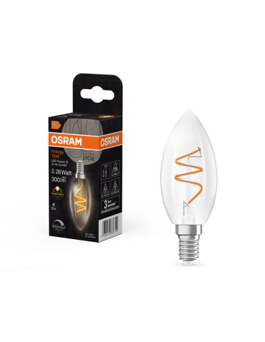 ŻARÓWKA LED 1906 VINTAGE LED CLB25 DIM 3,1W/927 CRI90 230LM SFIL CLEAR E14 