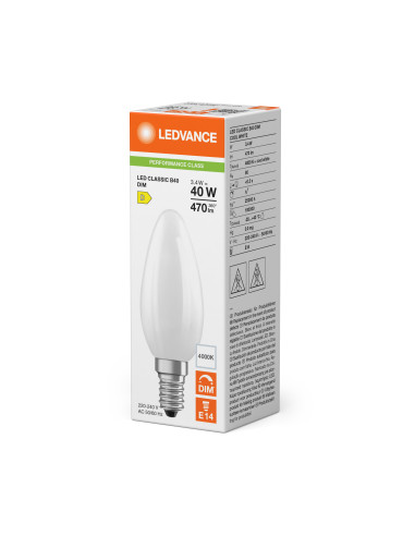 ŻARÓWKA LED P CLB40 DIM 3,4W 4000K neutralna biała E14 FIL FR 470LM 