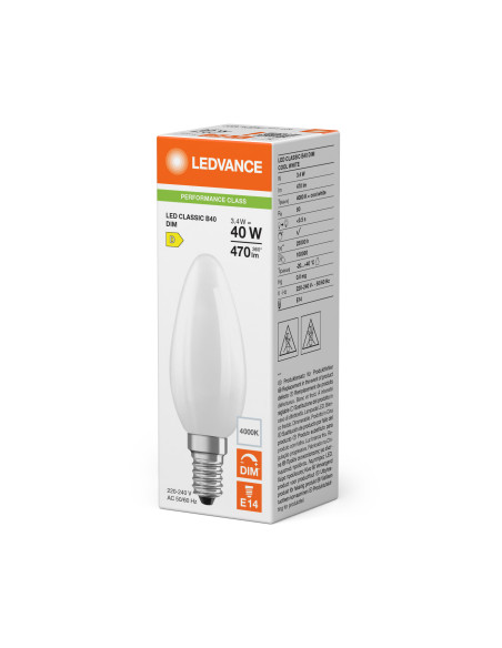 ŻARÓWKA LED P CLB40 DIM 3,4W 4000K neutralna biała E14 FIL FR 470LM 