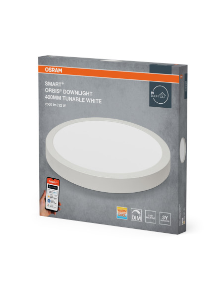 PLAFON SMART+ MATTER SURFACE DOWNLIGHT ROUND 400MM 22W TW 3000K DO 6500K 1800LM BIAŁY 