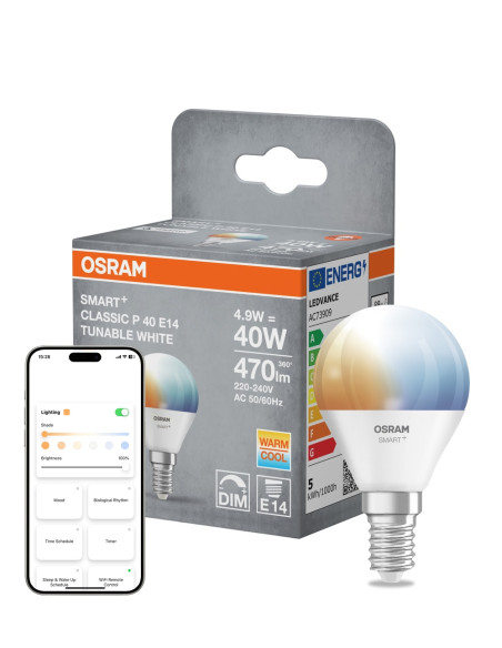 ŻARÓWKA LED SMART+ MATTER P40 TW 4.9W 2700-6500K 470LM FR E14 