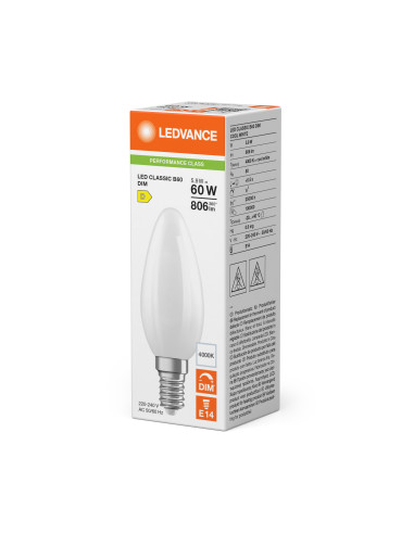 ŻARÓWKA LED P CLB60 DIM 5,9W 4000K neutralna biała E14 FIL FR 806LM 