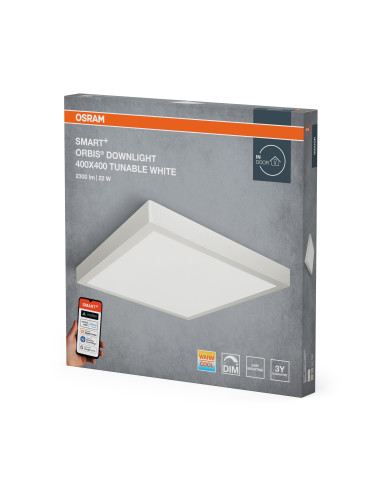 PLAFON SMART+ MATTER SURFACE DOWNLIGHT SQUARE 400X400 TW 3000K...6500K 22W 1800LM WHITE 