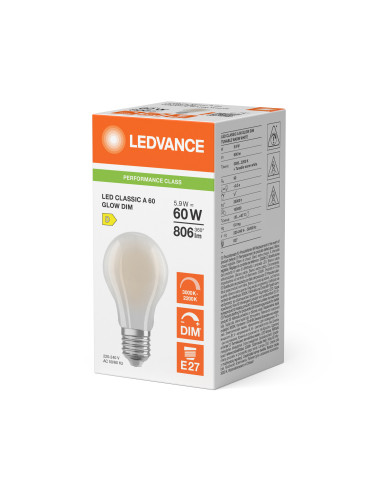 ŻARÓWKA LED P LED CLA60 GLOWDIM 5.9W 3000K...2200K ciepła biała CRI90  E27 FIL FR 806LM  