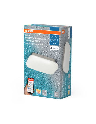 OPRAWA SMART+ MATTER ORBIS WALL AQUA TW 280x160 IP44 12W 1000LM 3000K...6500K TW WH ŁAZIENKOWA 