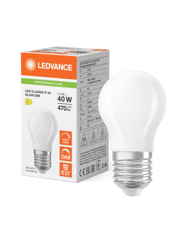 ŻARÓWKA LED P CLP40 GLOWDIM 3,4W CRI90 3000K...2200K ciepła biała  E27 FIL FR 470LM 
