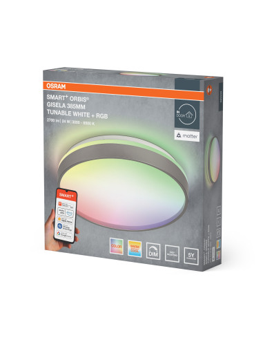 OPRAWA SMART + MATTER GISELA 385 24W 2700LM RGBW PLAFON SILVER 