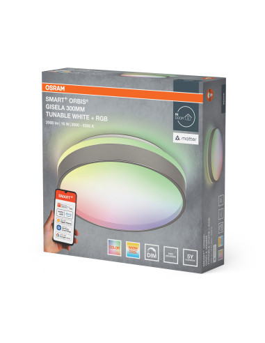 OPRAWA SMART + MATTER GISELA 300 16W 2000LM RGBW PLAFON SILVER 