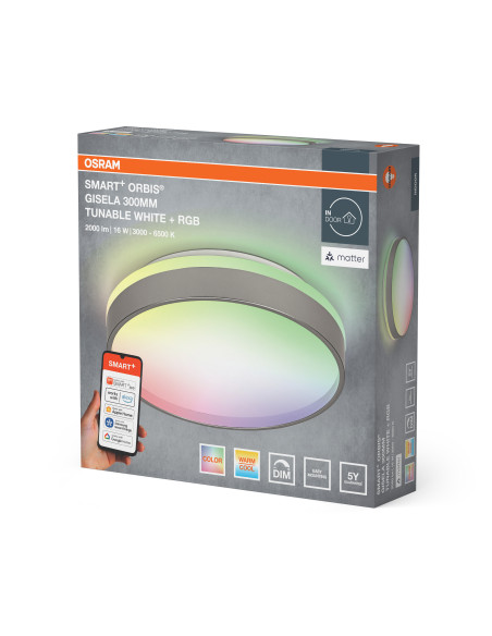 OPRAWA SMART + MATTER GISELA 300 16W 2000LM RGBW PLAFON SILVER 