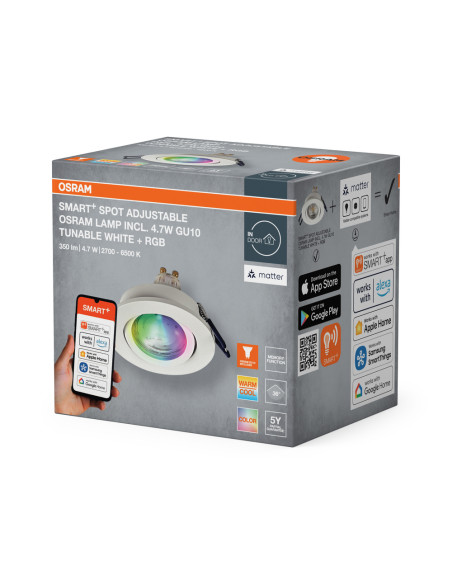 OPRAWA SMART+ MATTER LED SPOT ADJUST RGBW GU10 4.7W 315LM WHITE 